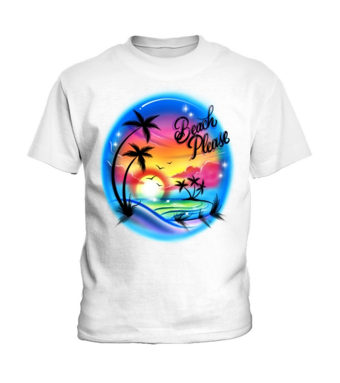 Beach Please Old School Vintage Airbrush rainbow Kids T-Shirt