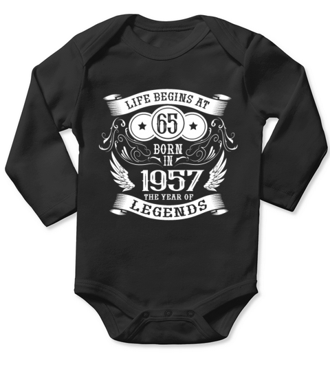65th Birthday Gifts Vintage 1957 Vintage Long Sleeve Baby One-Piece