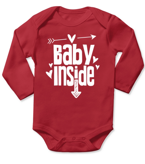 Baby Inside Cute Announcement Pregnancy Pregnant Long Sleeve Baby One-Piece