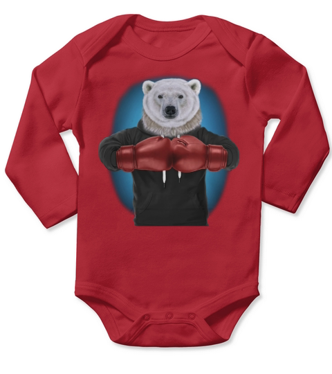 Boxing Polar Bear Martial Arts Fighter Warrior T-Shirt Long Sleeve Baby One-Piece