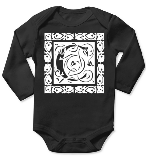 C Capital Letter Initial Monogram Alphabet Name Long Sleeve Baby One-Piece