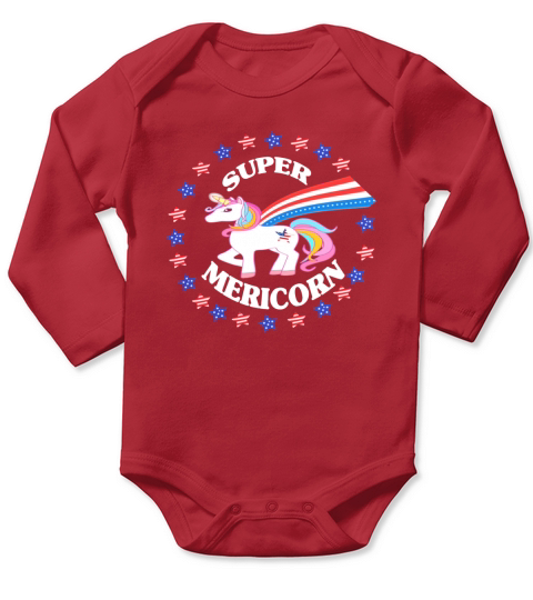 Super Mericorn   American Unicorn   Independence D Long Sleeve Baby One-Piece
