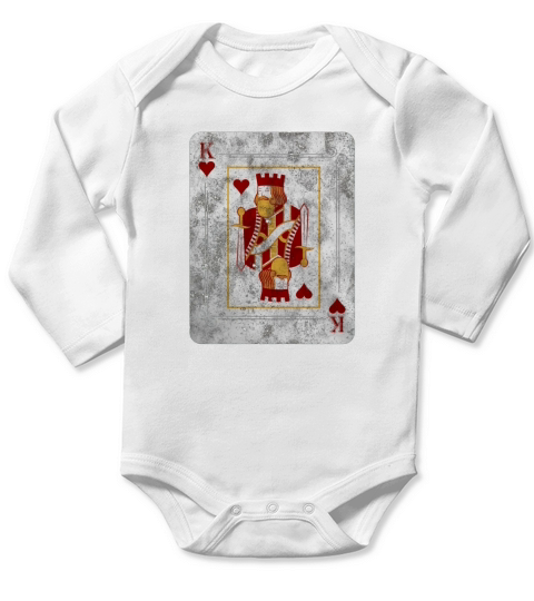 Vintage King of Hearts Playing Cards T Shirt Long Sleeve Baby One-Piece