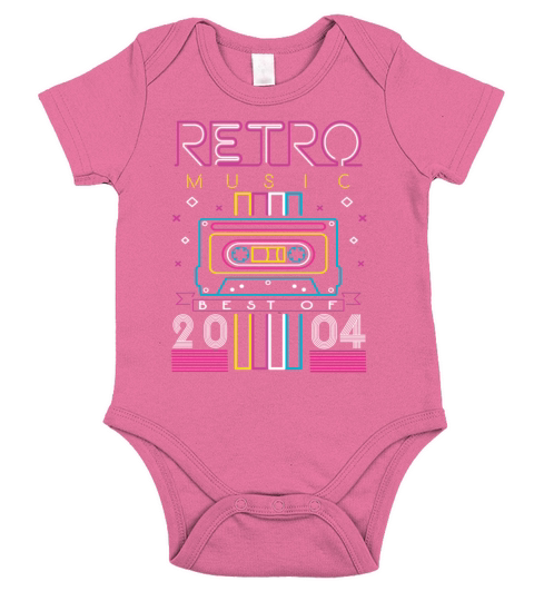 Best Of 2004 Retro Cassette Vintage Birthday Short Sleeve Baby One-Piece
