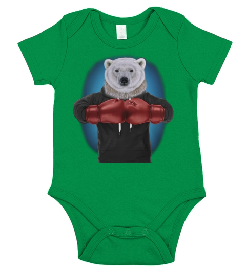 Boxing Polar Bear Martial Arts Fighter Warrior T-Shirt Short Sleeve Baby One-Piece