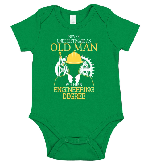 Never Underestimate Old Man Engineering Degree Short Sleeve Baby One-Piece