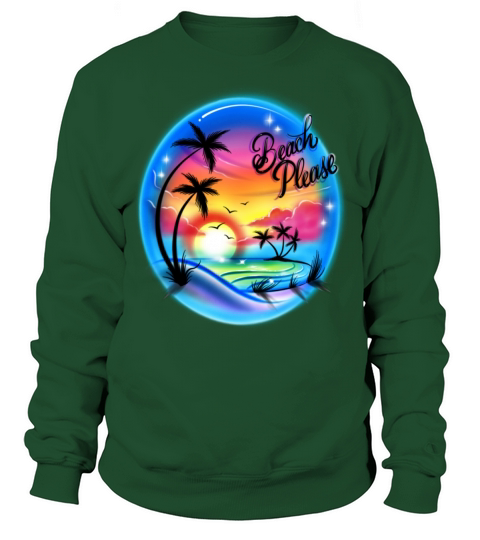 Beach Please Old School Vintage Airbrush rainbow Sweatshirt Unisex