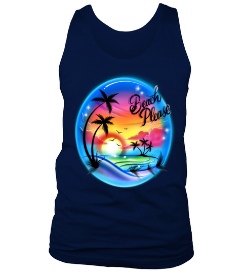 Beach Please Old School Vintage Airbrush rainbow Tank Top Unisex