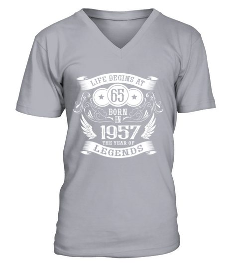 65th Birthday Gifts Vintage 1957 Vintage V-Neck T-shirt
