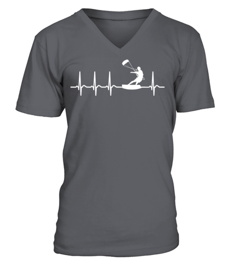 Heart Beating Kitesurfing Kiteboarding Kiteboarder V-Neck T-shirt
