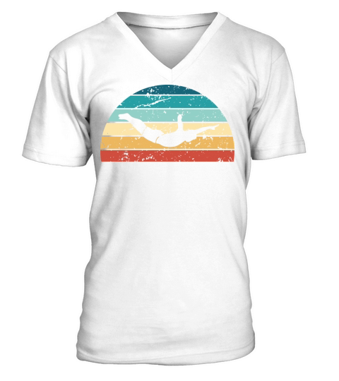 Retro Cliff Diving Sunset Vintage Dive Sunrise V-Neck T-shirt