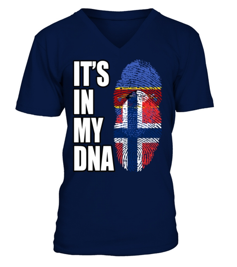 Swazi And Norwegian Vintage Heritage DNA Flag V-Neck T-shirt