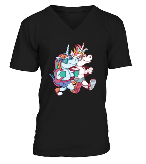 Unicorn Friends have finished school kindergarten V-Neck T-shirt