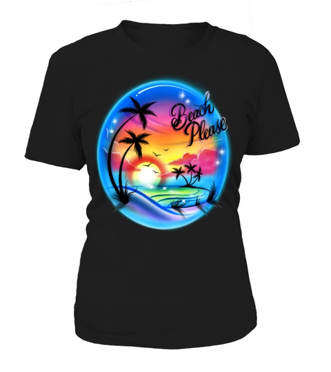 Beach Please Old School Vintage Airbrush rainbow Women's T-Shirt
