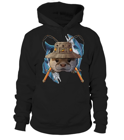 Fishing Otter Outdoor Fisherman Animal Cute Fly Fi Hoodie Unisex