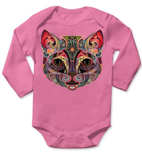 Cat Face MultiColor Long Sleeve Baby One-Piece