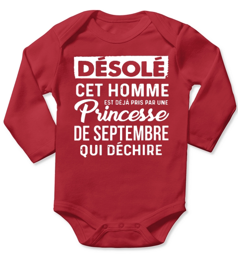 DÉSOLÉ CET HOMME PRINCESSE DE SEPTEMBRE Long Sleeve Baby One-Piece