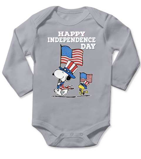 Snoopy Happy independence day Long Sleeve Baby One-Piece