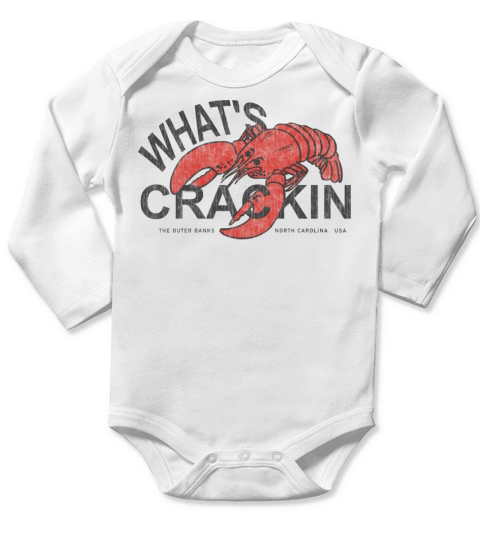 Whats Crackin Lobster The Outer Banks NC Vintage Long Sleeve Baby One-Piece