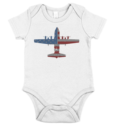 C-130 Hercules American Flag Vintage Style Pilot T-Shirt Short Sleeve Baby One-Piece
