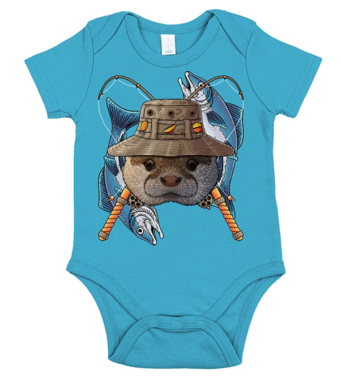 Fishing Otter Outdoor Fisherman Animal Cute Fly Fi Short Sleeve Baby One-Piece