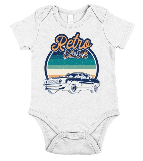 Old Vintage American Classic Car 1972 Men Birthday Short Sleeve Baby One-Piece