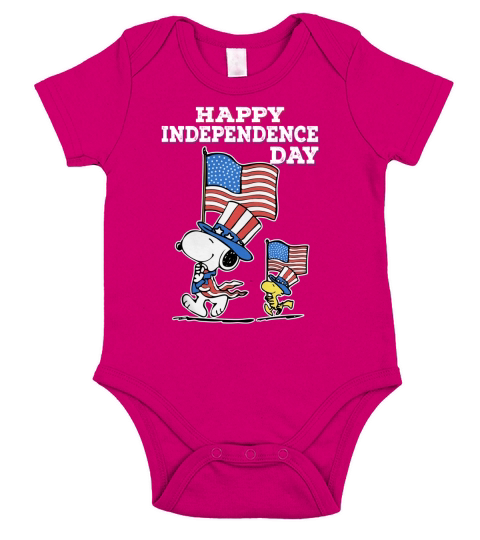Snoopy Happy independence day Short Sleeve Baby One-Piece