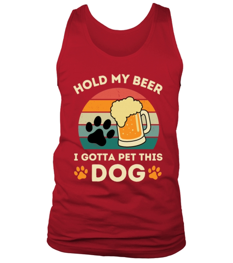Hold My Beer I Gotta Pet This Dog Vintage Sunset Tank Top Unisex