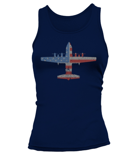 C-130 Hercules American Flag Vintage Style Pilot T-Shirt Tank top Woman