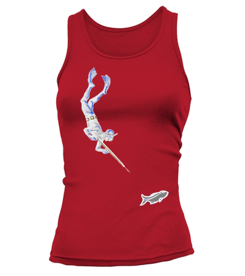 Vintage Spearfishing Diver with Speargun and Fish Tank top Woman