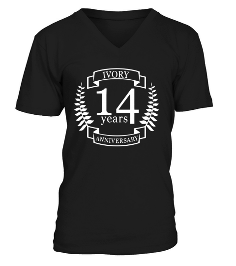 Ivory 14 Years Wedding Anniversary t-shirt V-Neck T-shirt