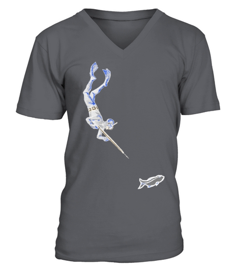 Vintage Spearfishing Diver with Speargun and Fish V-Neck T-shirt