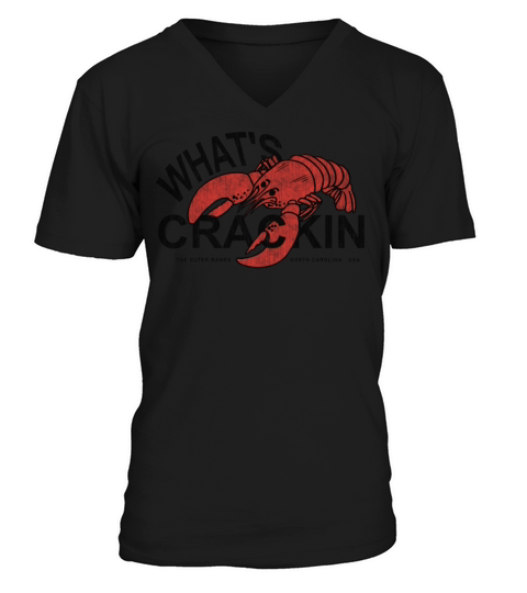 Whats Crackin Lobster The Outer Banks NC Vintage V-Neck T-shirt