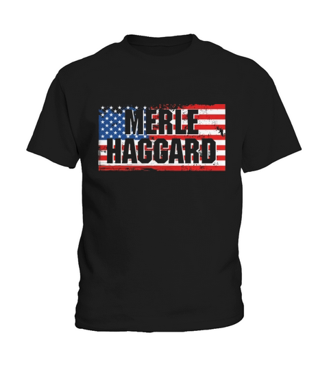 Vintage Graphic Merle Haggard On Flag Kids T-Shirt