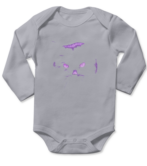 Black Cat Halloween T Shirt_ In Purple Light Long Sleeve Baby One-Piece