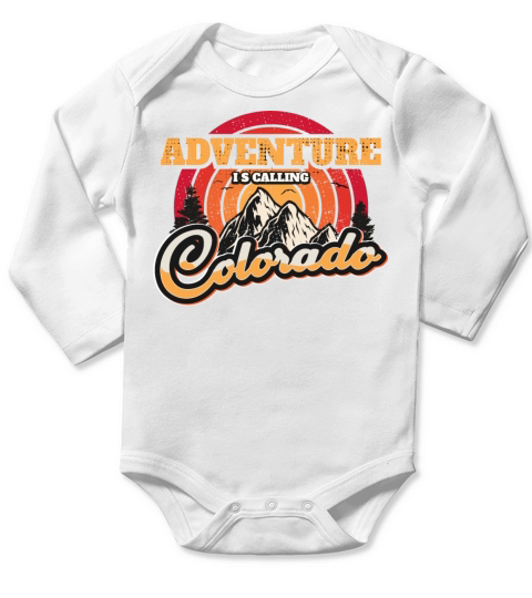 Colorado Retro Vintage Hiking Mountains Nature Long Sleeve Baby One-Piece