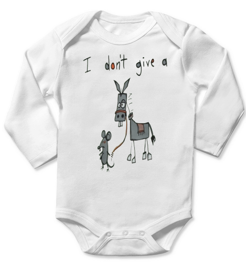 I Dont Give A Rats Graphic Long Sleeve Baby One-Piece
