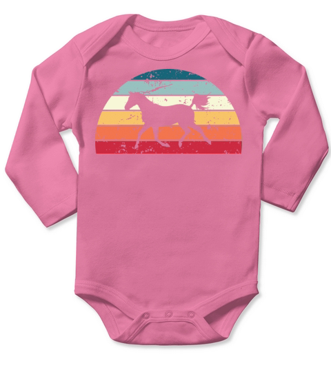 Retro Riding Sunset Vintage horses Sunrise Long Sleeve Baby One-Piece