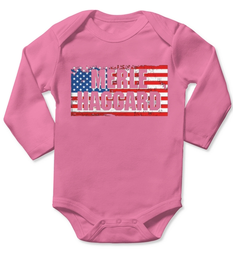 Vintage Graphic Merle Haggard On Flag Long Sleeve Baby One-Piece