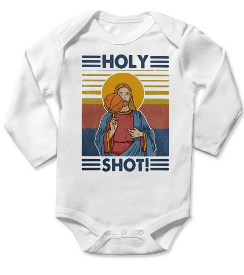 Vintage holy shot basketball Jesus shirt Long Sleeve Baby One-Piece