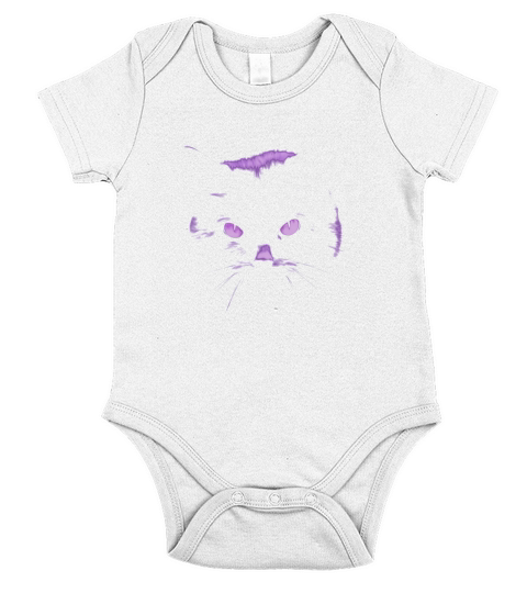 Black Cat Halloween T Shirt_ In Purple Light Short Sleeve Baby One-Piece