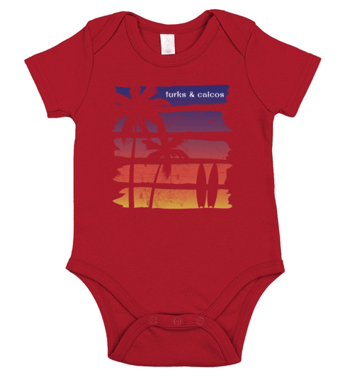 Cool Turks and Caicos Surfing Fan Beach Palm Tree Short Sleeve Baby One-Piece