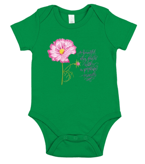 Flower and positive mind lettering Short Sleeve Baby One-Piece