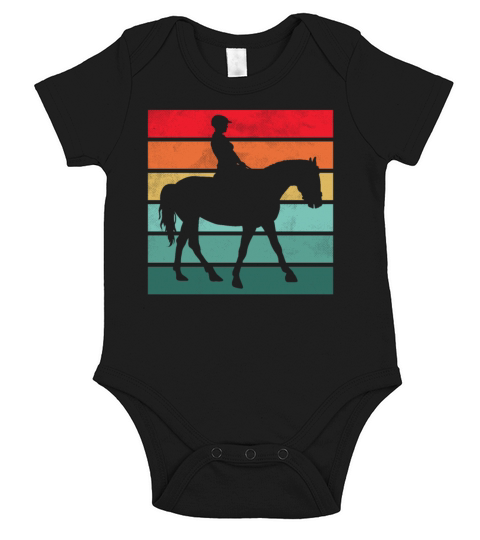 Girls Horse Riding Shirt Vintage Retro Short Sleeve Baby One-Piece
