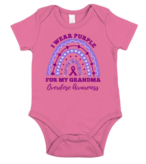 I Wear Purple For My Grandma Overdose Awareness Short Sleeve Baby One-Piece