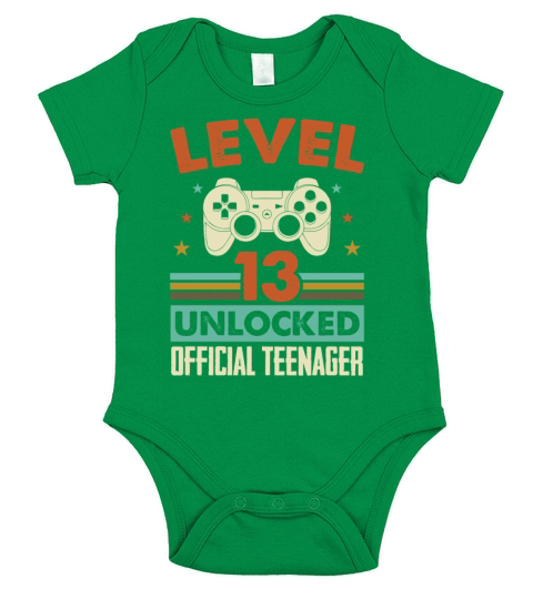 Level 13 Unlocked Official Teenager 13th Birthday Short Sleeve Baby One-Piece