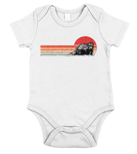 Otter Retro Vintage Sea Short Sleeve Baby One-Piece