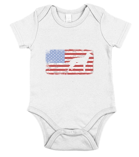 Vintage Retro American Flag Dutch Shepherd shirt Short Sleeve Baby One-Piece