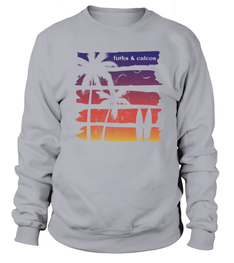 Cool Turks and Caicos Surfing Fan Beach Palm Tree Sweatshirt Unisex
