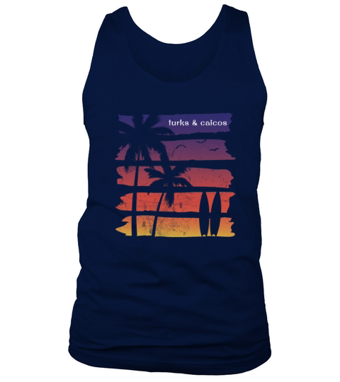 Cool Turks and Caicos Surfing Fan Beach Palm Tree Tank Top Unisex